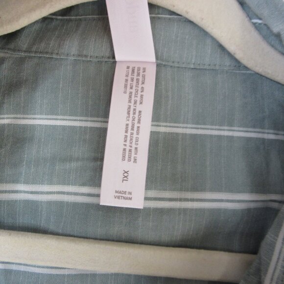 Auden Pajama Set 2 pc. Sage Green White Striped Shorts Button Down Size XXL NWT - Picture 7 of 13